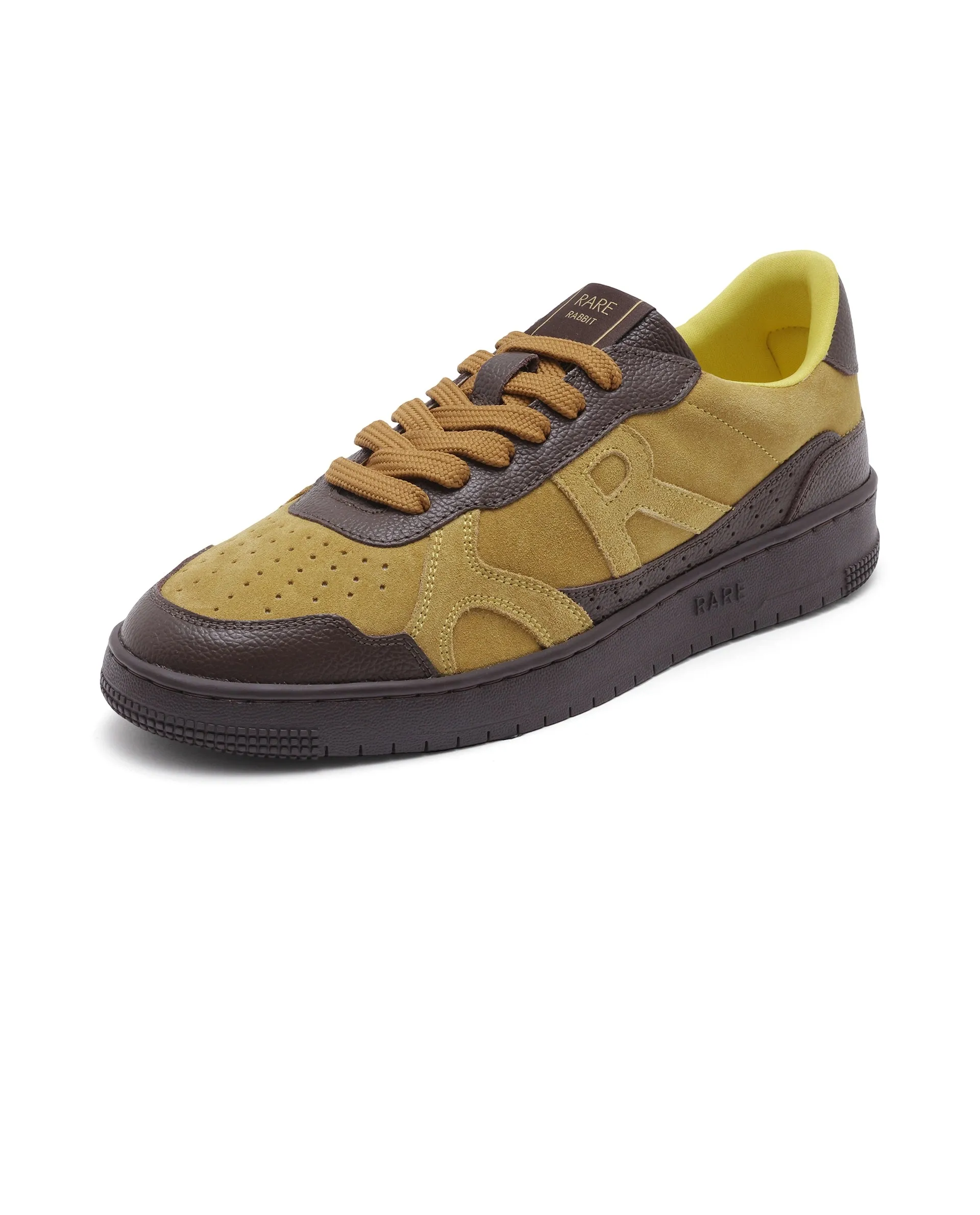 Rare Rabbit Men's Kepler Pro Yellow Plain Shoes