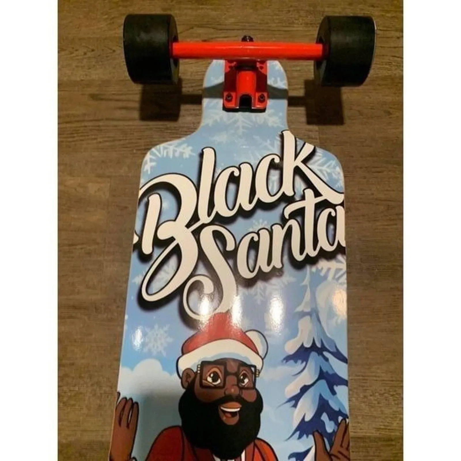 Rim Ryderz Black Santa UWish Skateboard Long Board with Rims