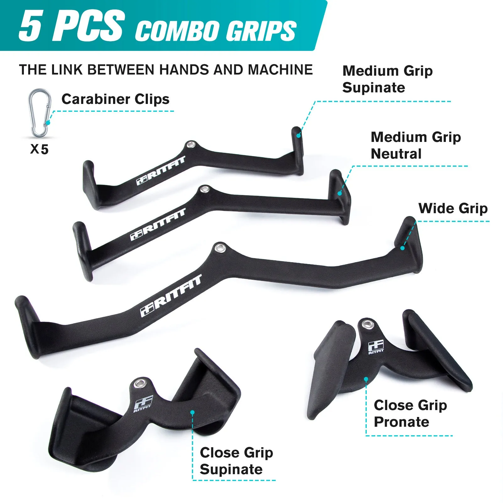 RitFit 5pcs Lat Pulldown Bar Combo