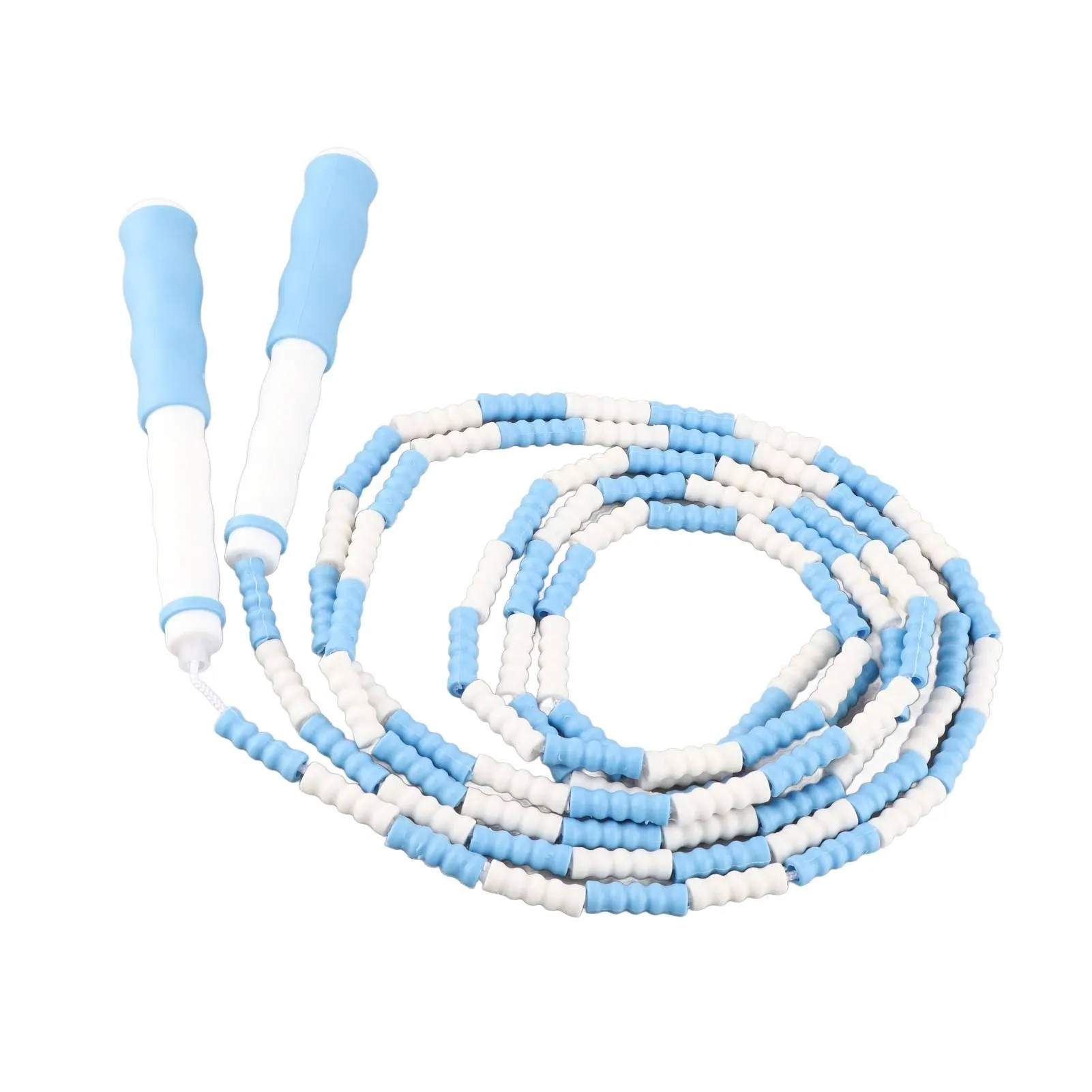 Segmented Jumping Rope Adjustable Untangled Beaded Flexible PP Plastic Jumping Rope for Kids Blue