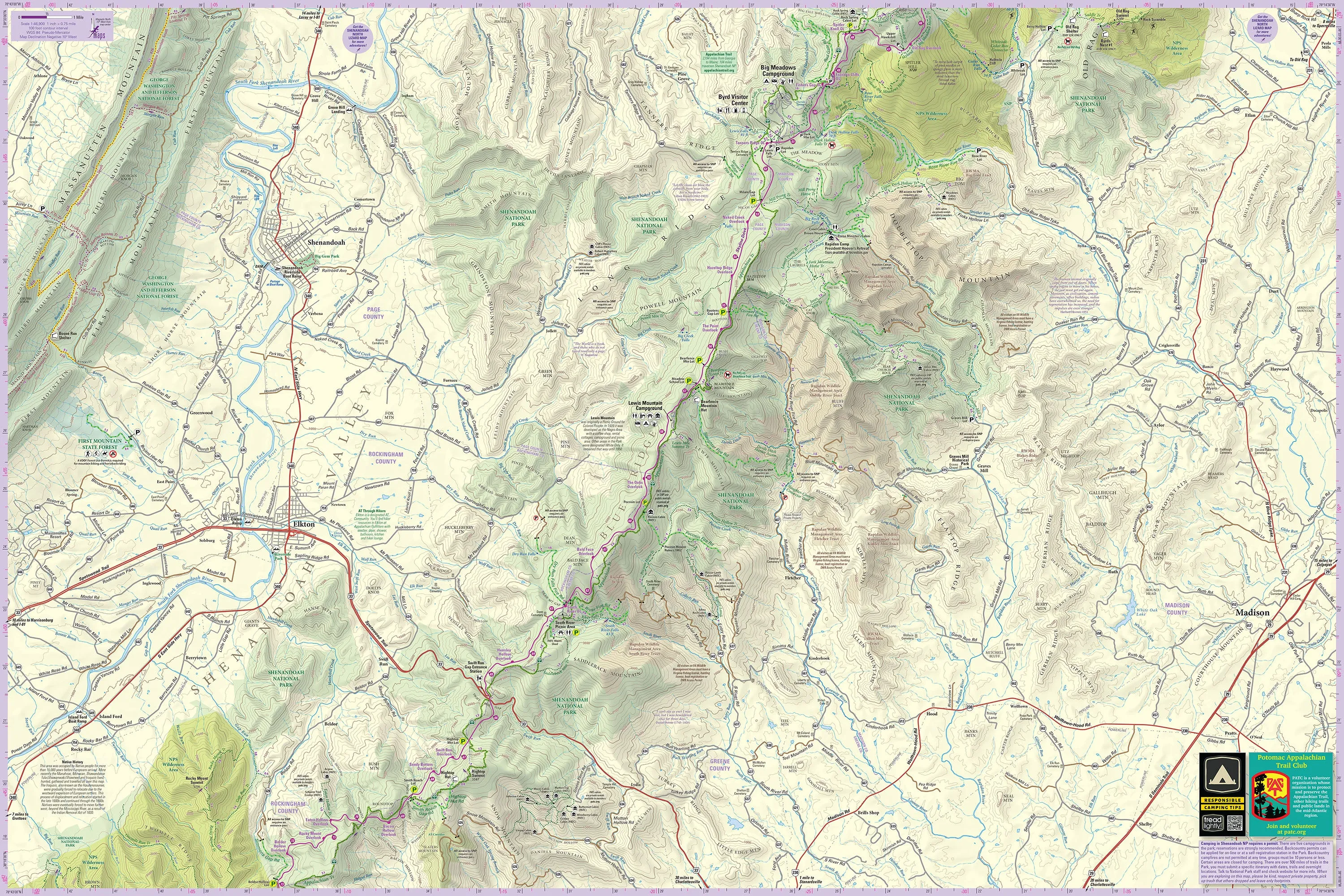 Shenandoah National Park Lizard Maps, Virginia