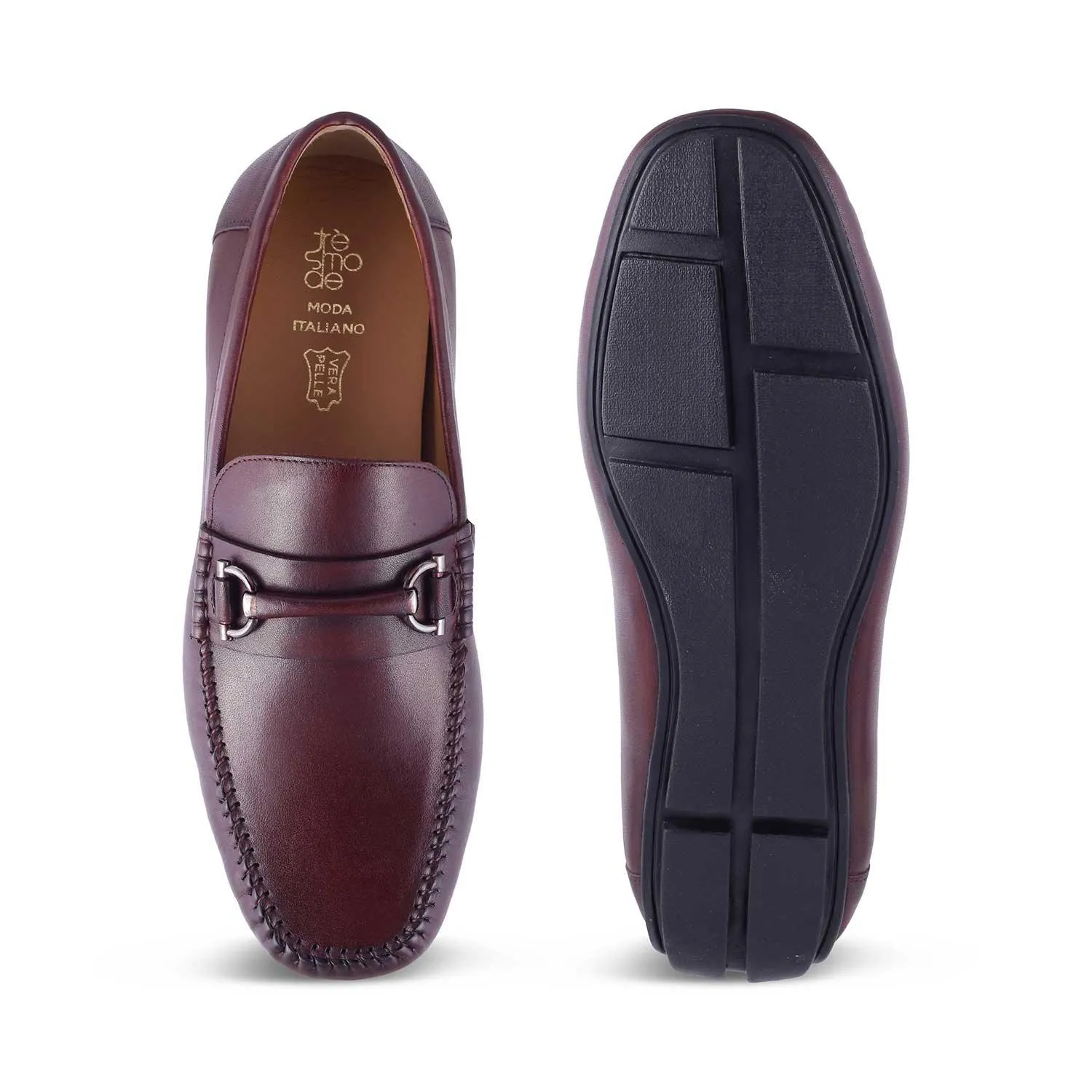 The Salvo Wine Men's Leather Driving Loafers Tresmode