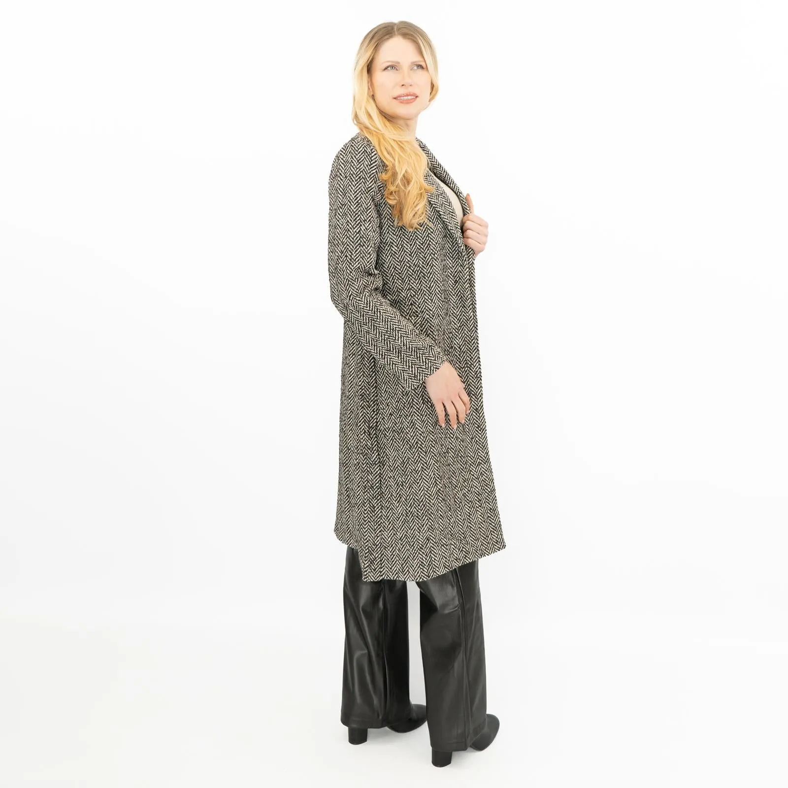 Womens Twill Herringbone Coat