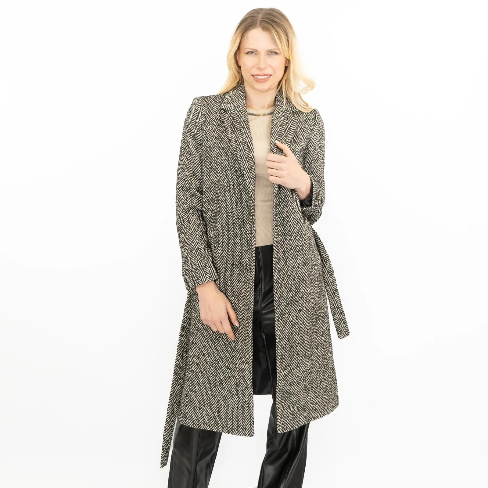 Womens Twill Herringbone Coat