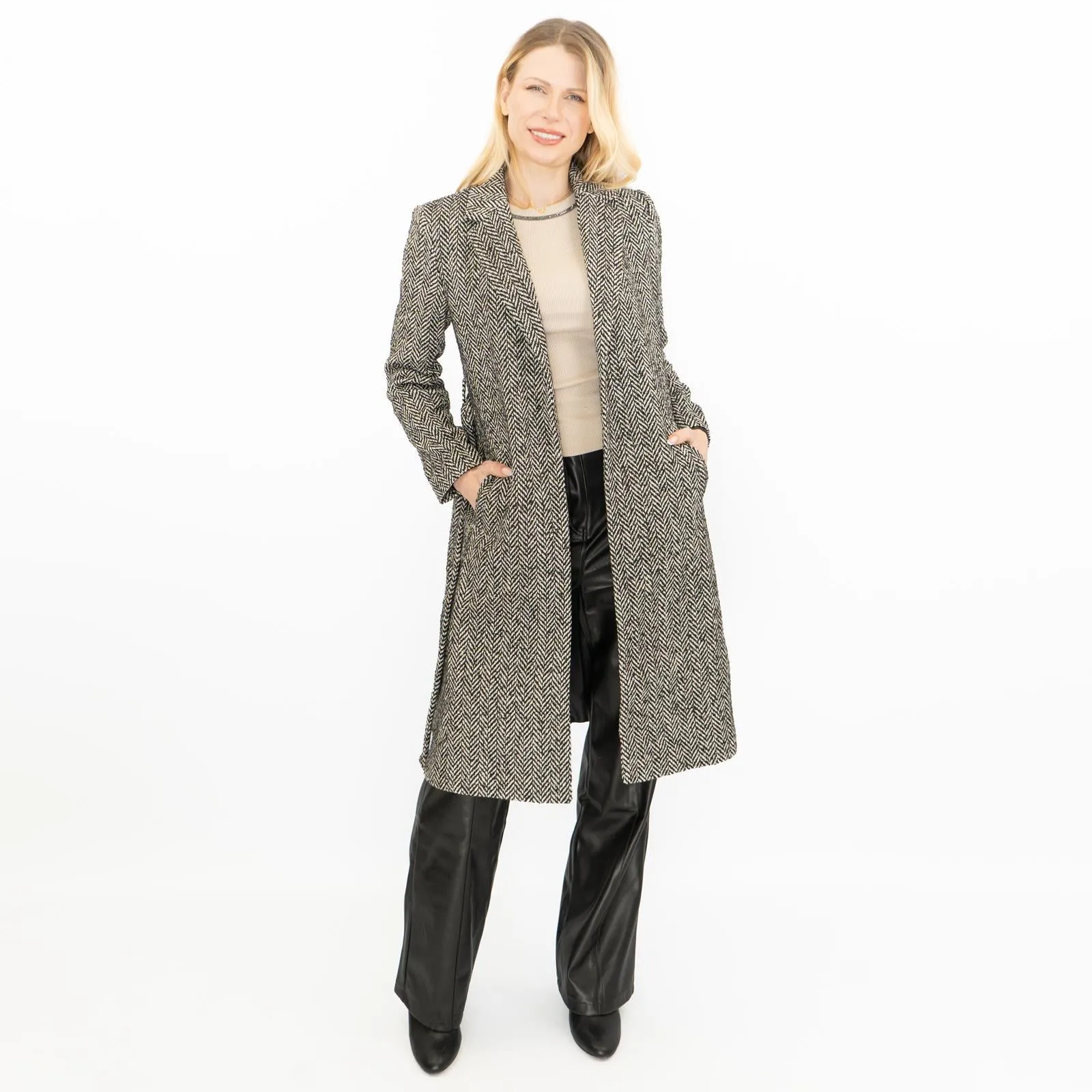 Womens Twill Herringbone Coat