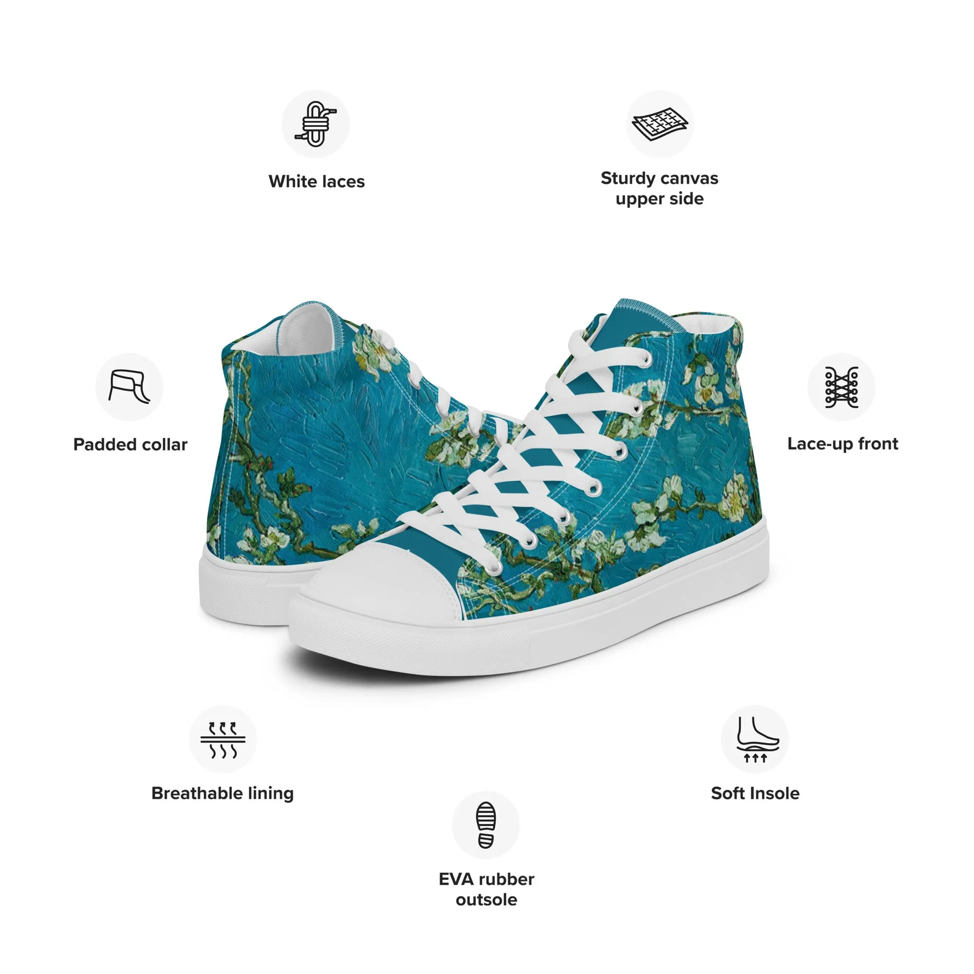 Women’s Van Gogh Almond Blossoms high top canvas shoes