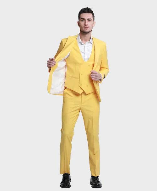 Yellow Skinny Fit Peak Lapel Suit