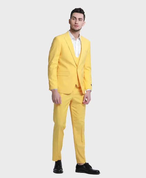 Yellow Skinny Fit Peak Lapel Suit